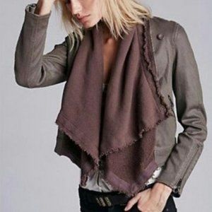 Free People Drape Front Denim Waterfall Jacket